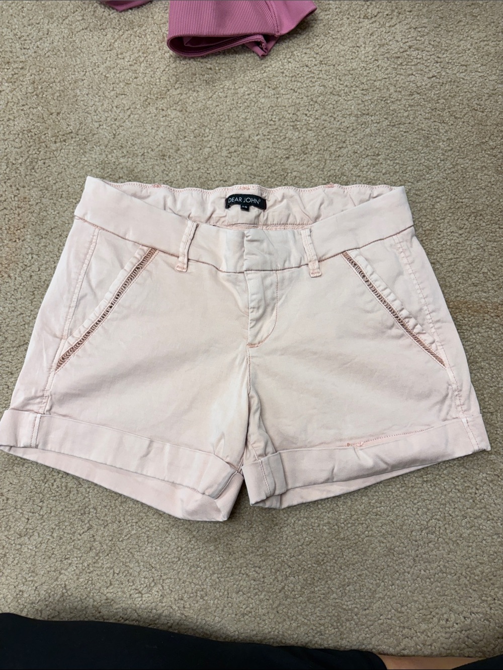 Dear John Light Blush Roll-Cuff Cotton Shorts